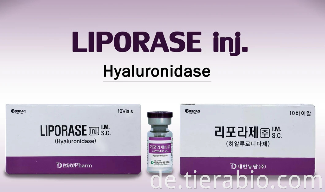 Großhandelspreis Hyaluronsäure Lyase Liporase Ha Hautfüller Entferner 10 Vials / Box Hyaluronidase Auflösendes Natriumhyaluronat Gel zur Injektion